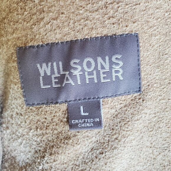 Wilsons Leather Women's Hooded Suede Jacket Brown Tan Size Large Penny Lane Y2K - Picture 5 of 9